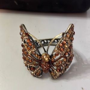 Women antique butterfly cuff bracelet.